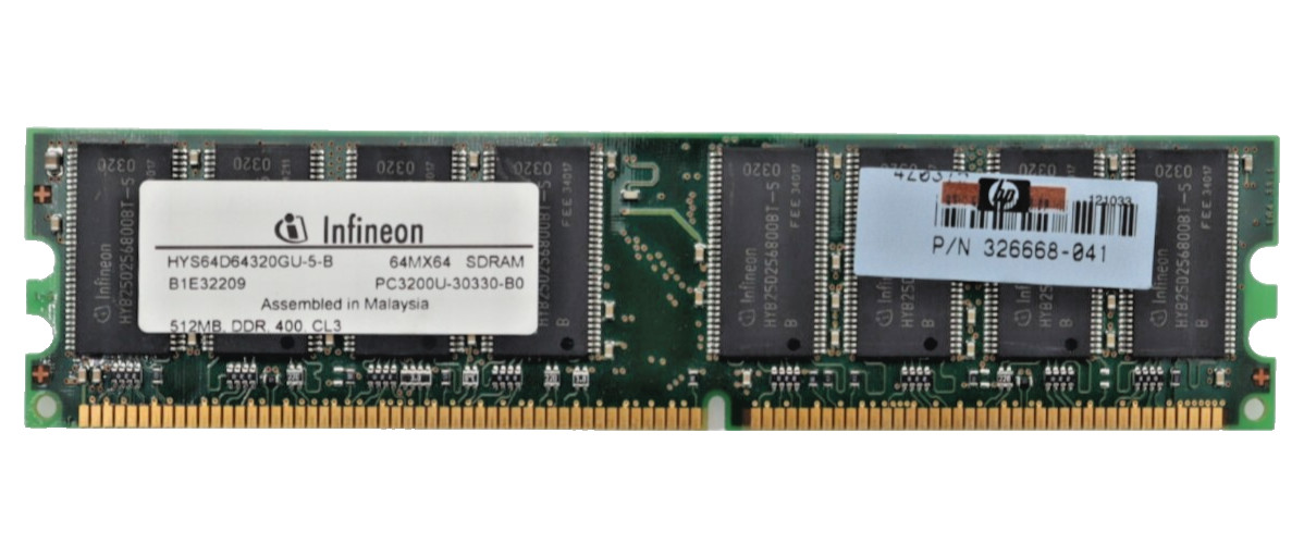 Infineon HYS64D64320GU-5-B 512MB DDR PC-3200 400MHz DIMM Desktop Memory RAM