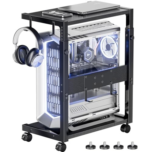 Adjustable Computer Tower Stand - 23.03"-28.3"H PC Holder Cart