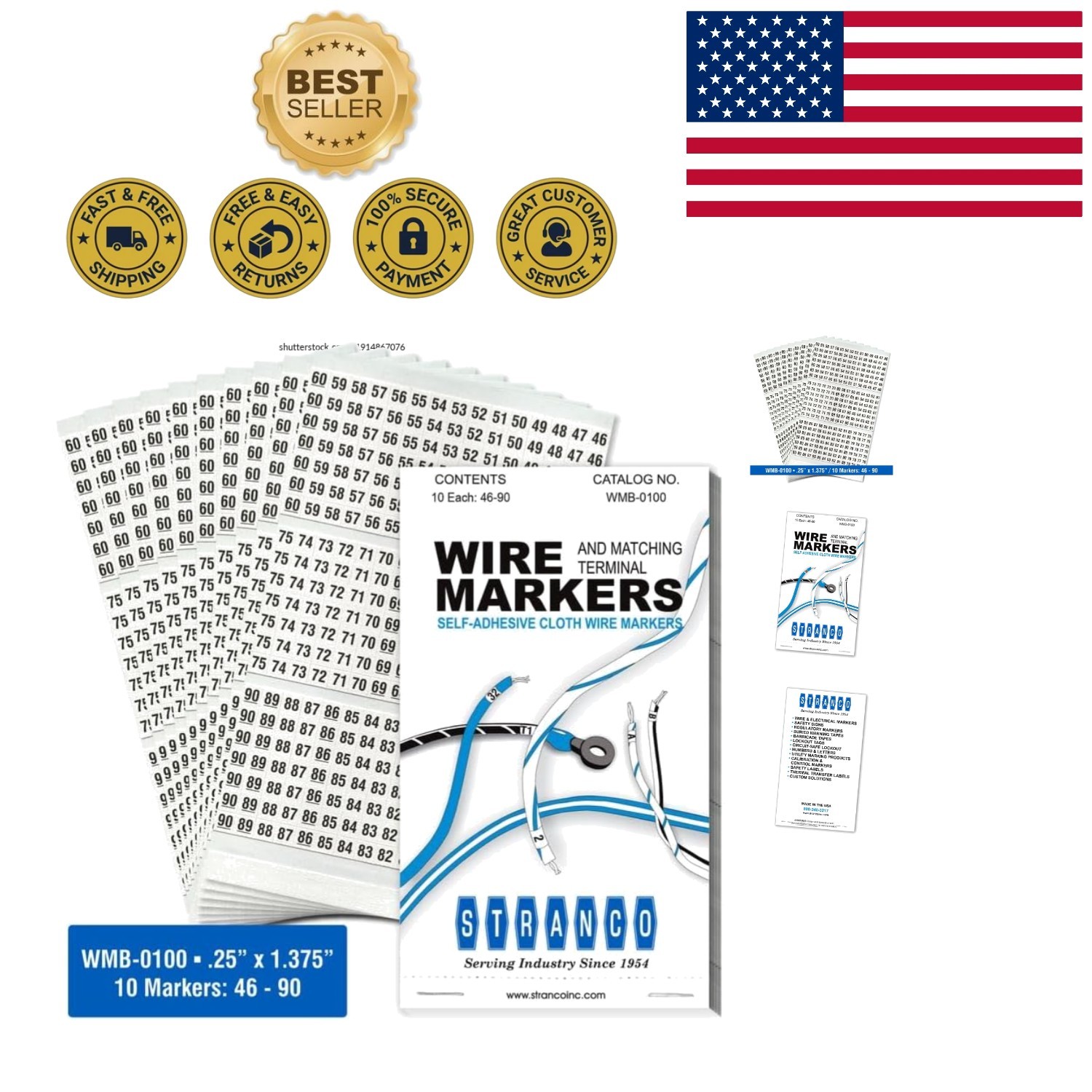 Durable Electric Panel Wire Labels - Vinyl-Coated, High-Tack Adhesive, 10 Pages
