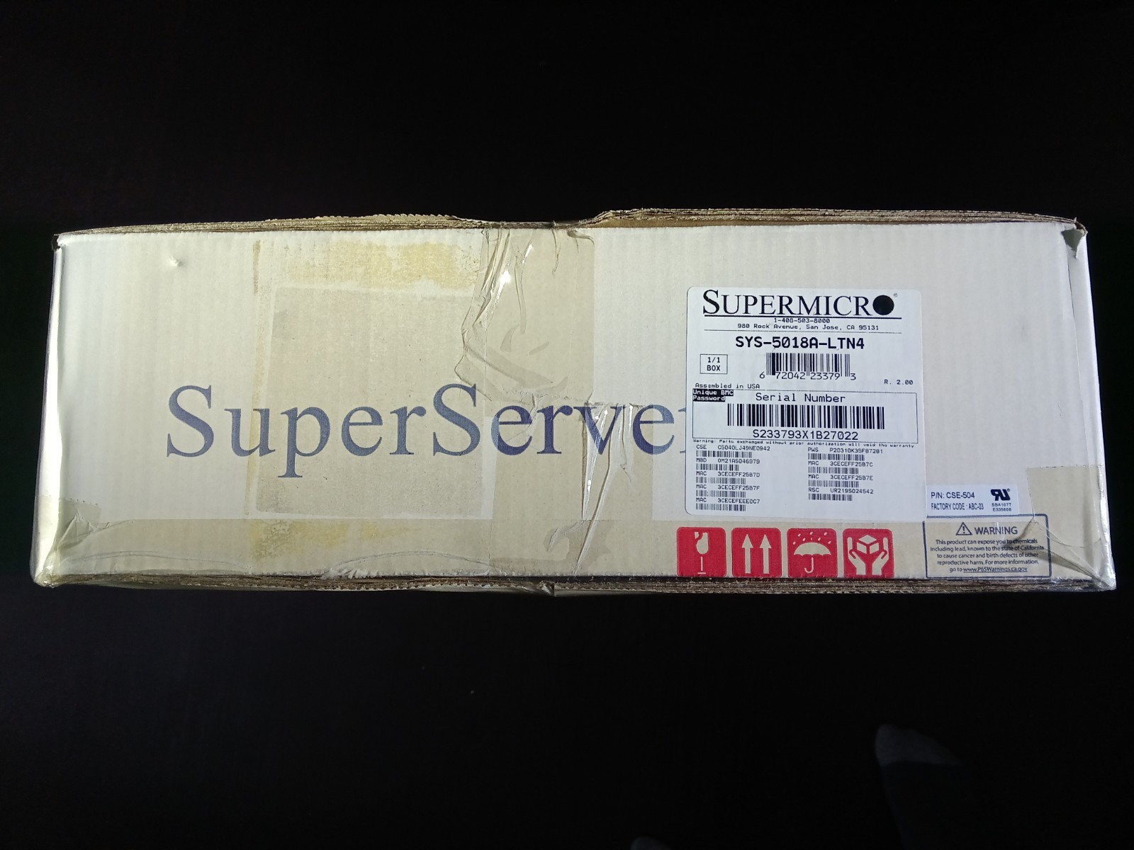 *NEW SEALED* SuperMicro SYS-5018A-LTN4 1U Server A1SRI-2358F + CSE-504-203B