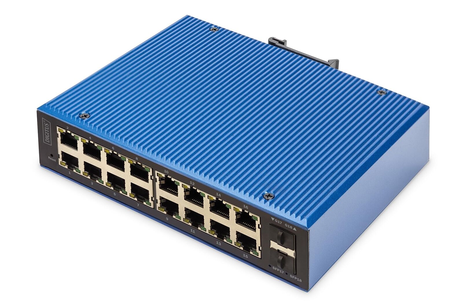 DIGITUS industrieller Managed 18-Port Gigabit Ethernet Netzwerk-Switch - 16x RJ4