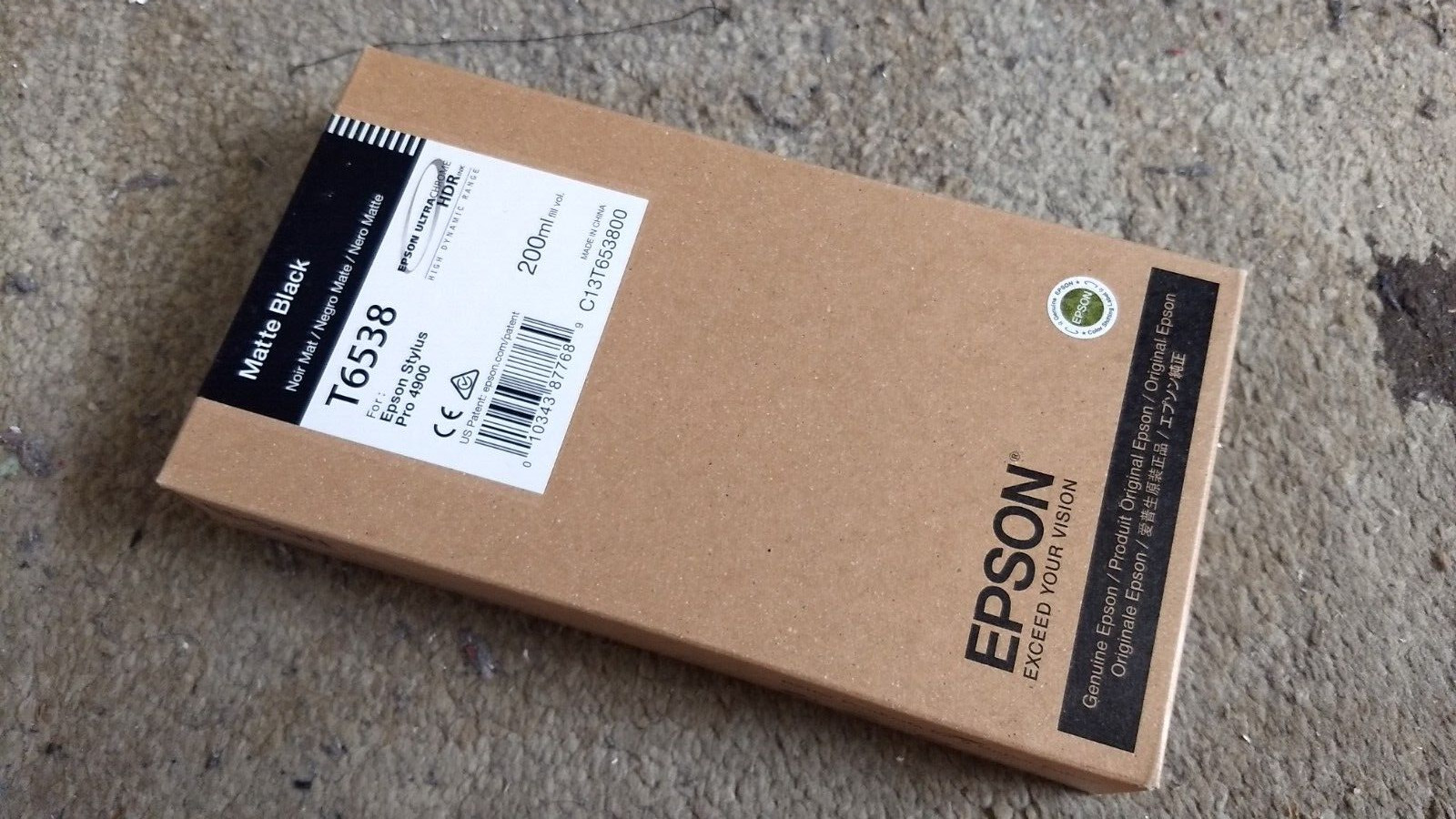 2020 Genuine Epson Matte Black Ink T6538 Stylus Pro 4900 200ml Sealed New