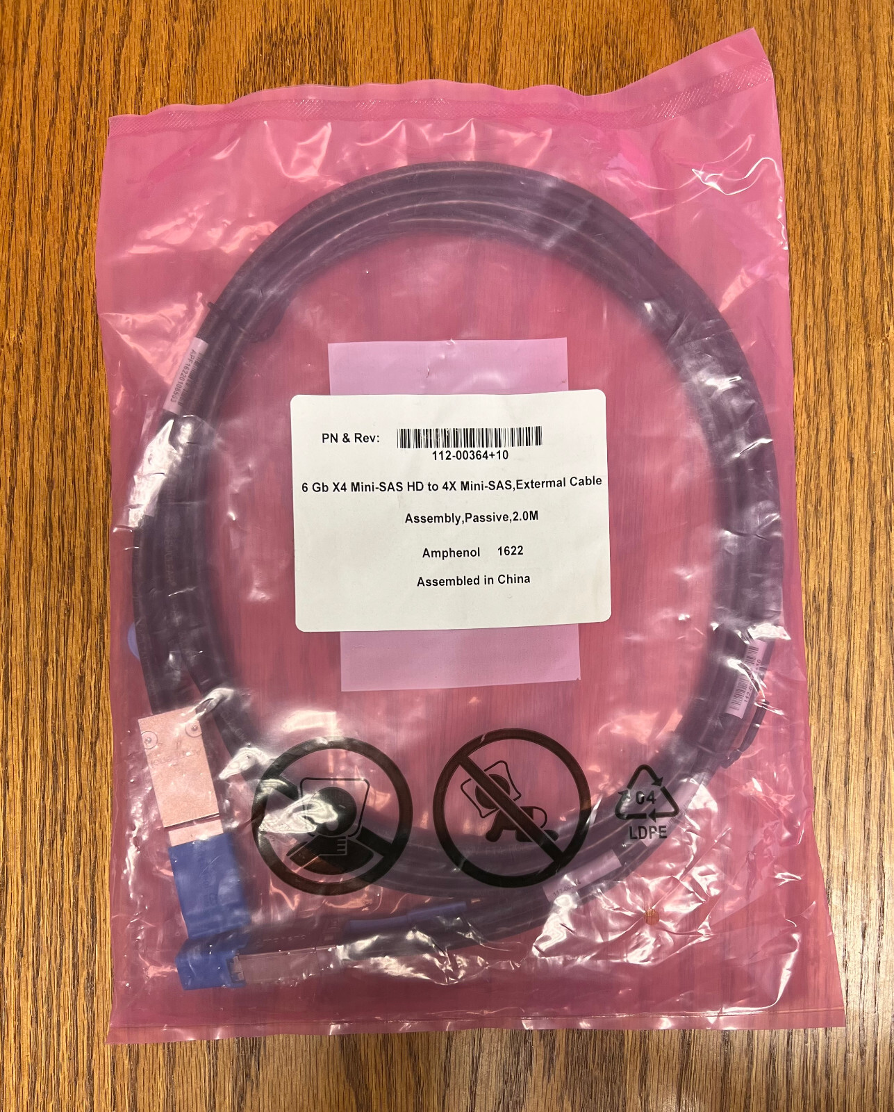 Amphenol Molex NetApp 112-00364 MiniSAS HD SFF-8644 to Mini SAS SFF-8088 Cable