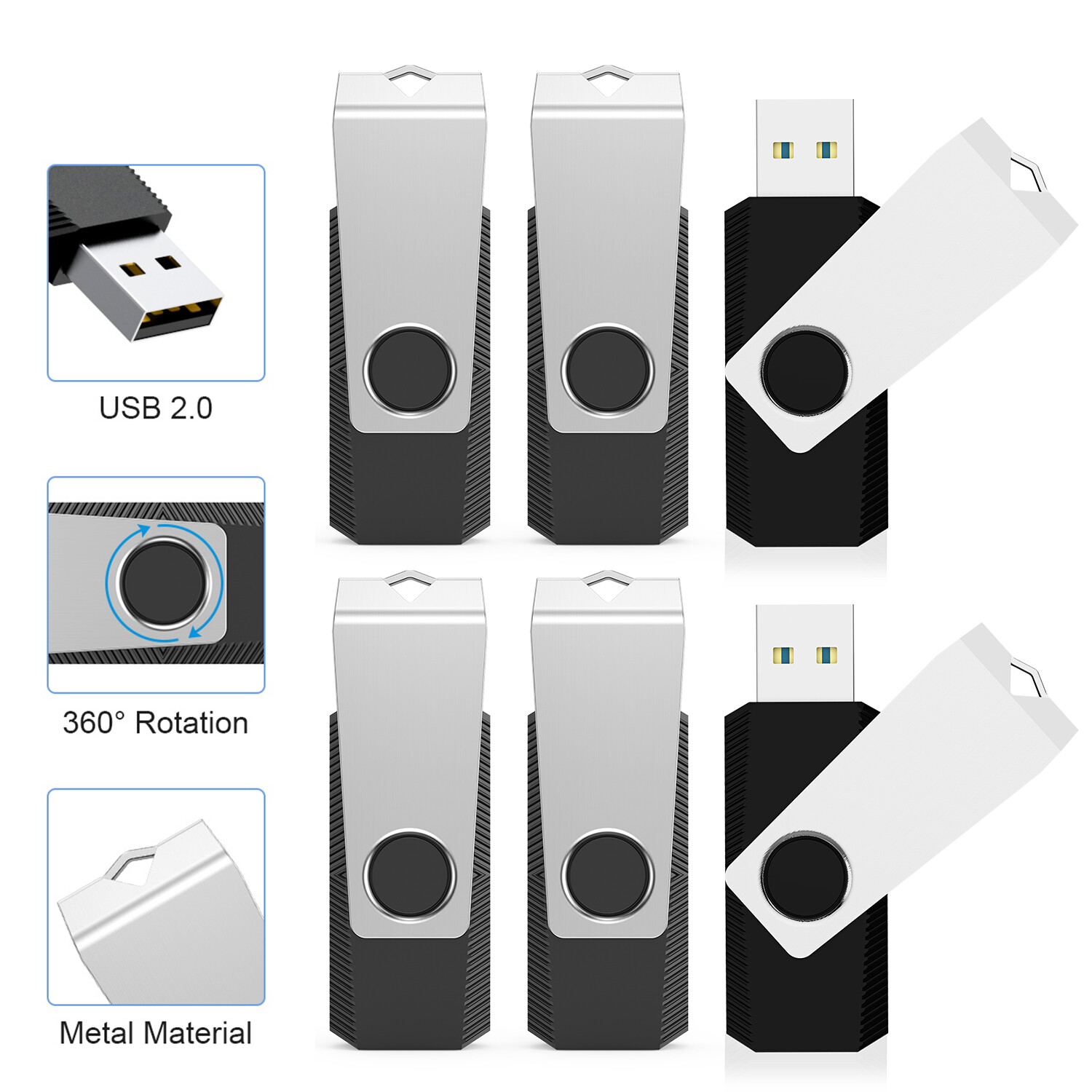 LOT 16/32/64/128GB Rotating USB 2.0 Flash Drive Memory Stick Thumb Pen Drives PC