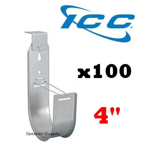 ICC 100 Pack 4" J-Hook Wall Ceiling Mount Route Cable 90 Degree Lip ICCMSJH955