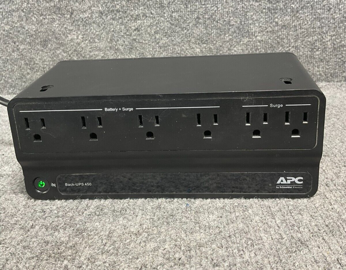APC Back-UPS 450 BN450M, 6-Outlet, 2 Surge Protector, Power Supply In Black