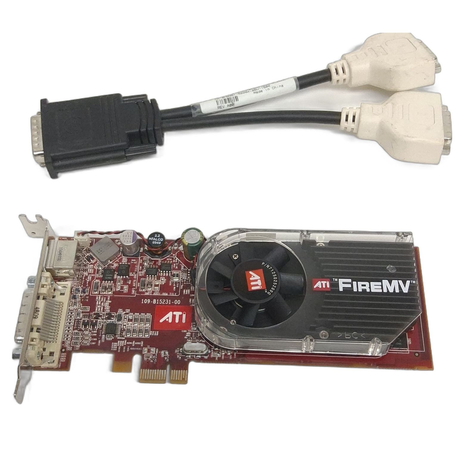 ATI FireMV 2250 256MB PCIe Workstation Video Card DMS-59 w/ Dual DVI Splitter