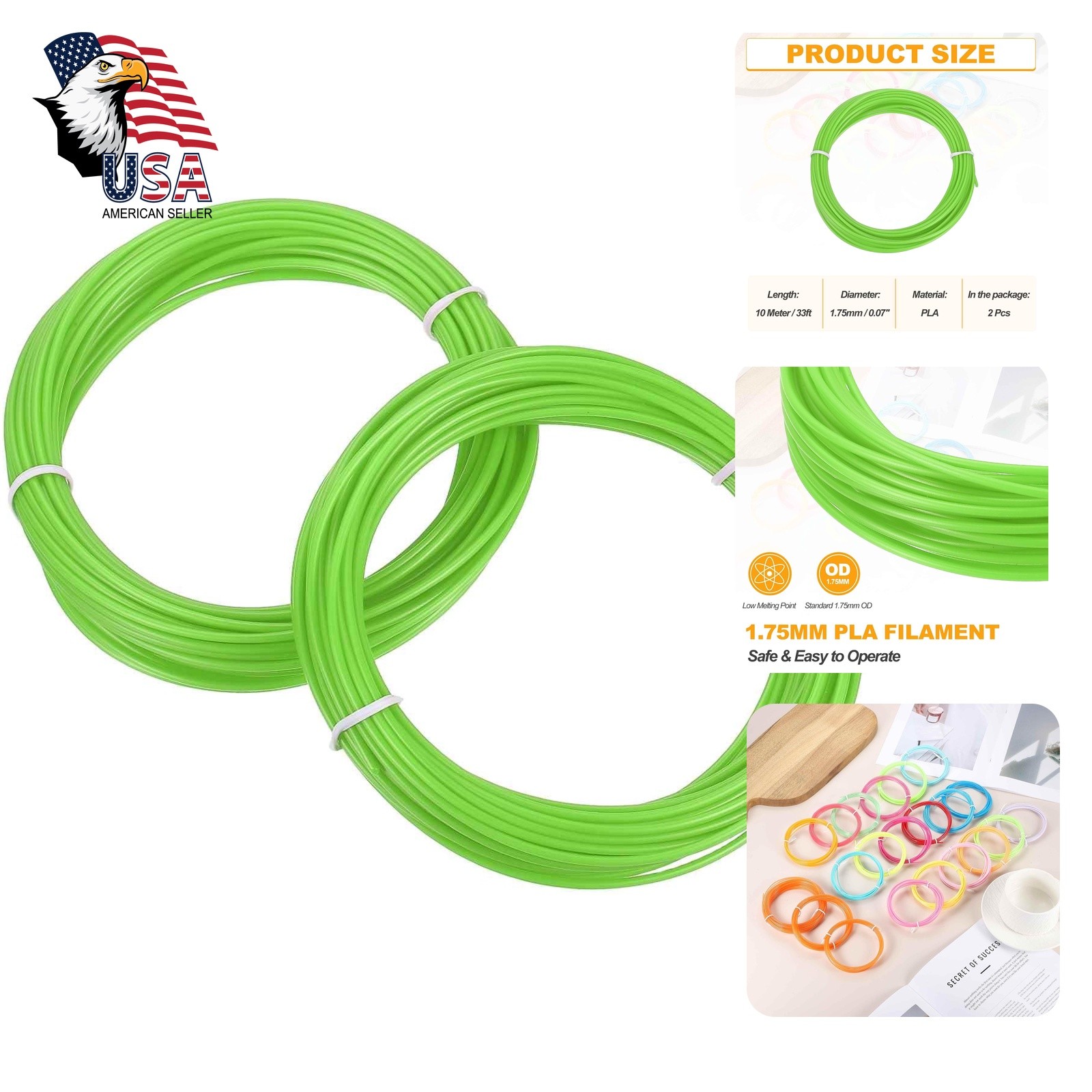 MECCANIXITY PLA 3D Pen Filament 1.75mm, Green