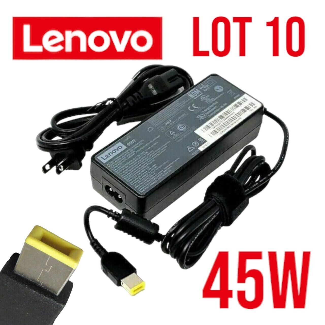 LOT 10 OEM Lenovo ThinkPad Laptop AC Charger Power Adapter 45W 20V 2.25A SQUARE