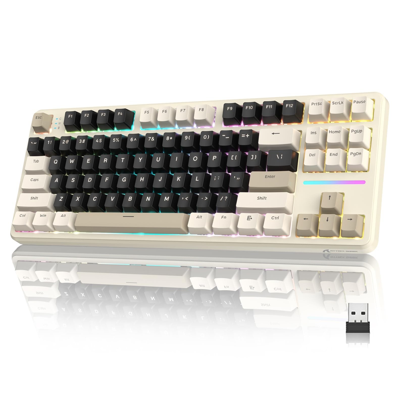 Attack Shark X87 Wireless Mechanical Keyboard Cheese White (57 chars)