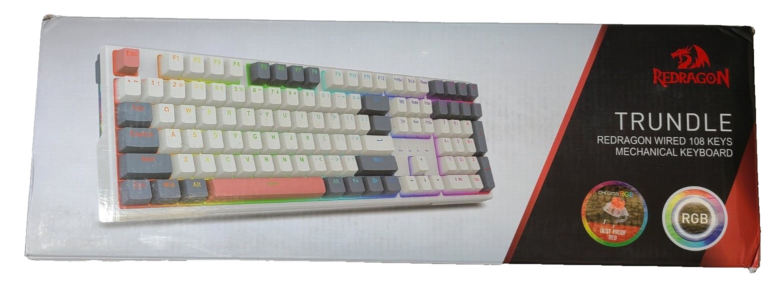Redragon TRUNDLE K668 RGB Gaming Keyboard, Red Switches