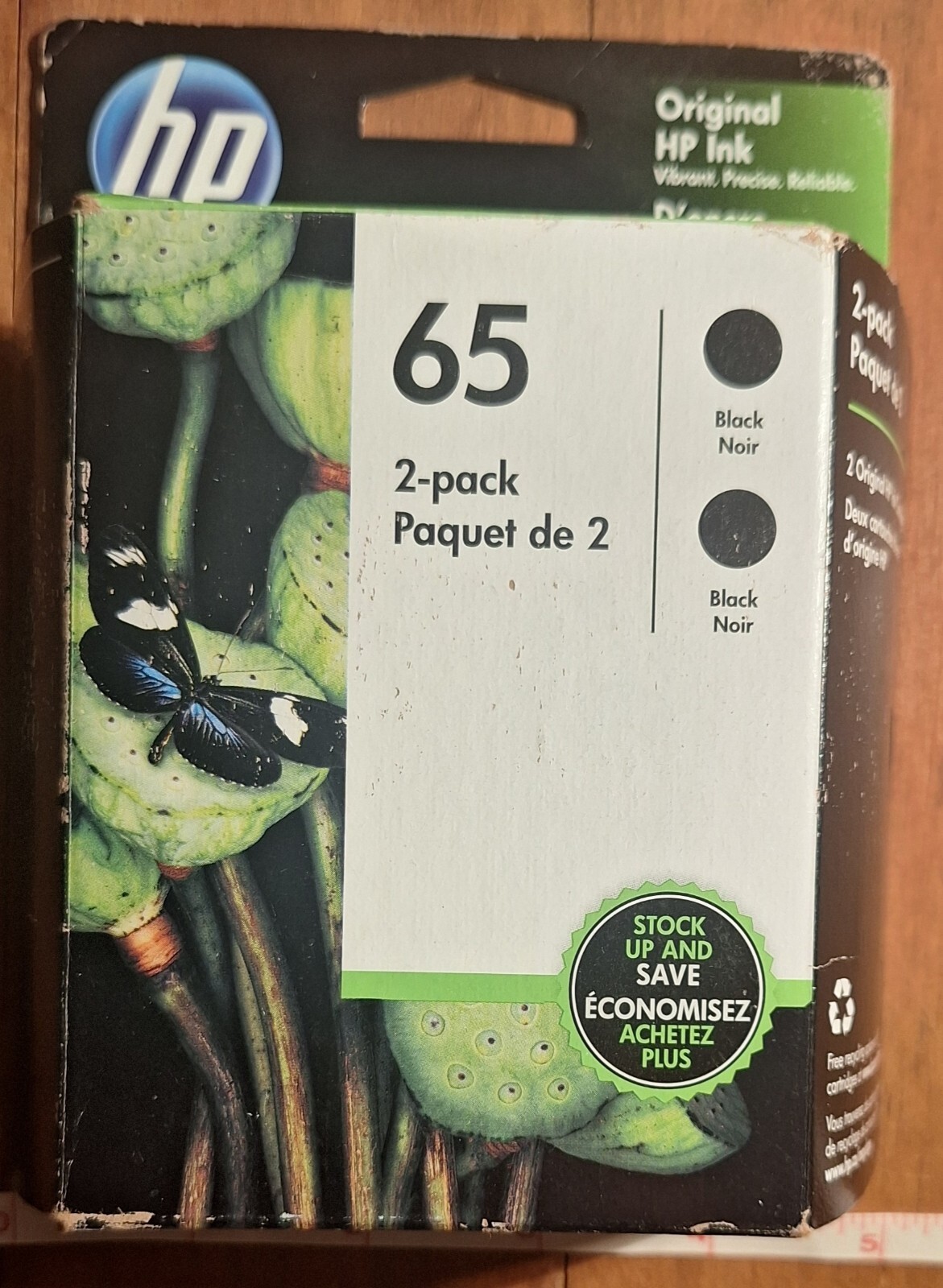 HP 65 Black Ink Cartridge 2-Pack - Sealed OEM Retail Box