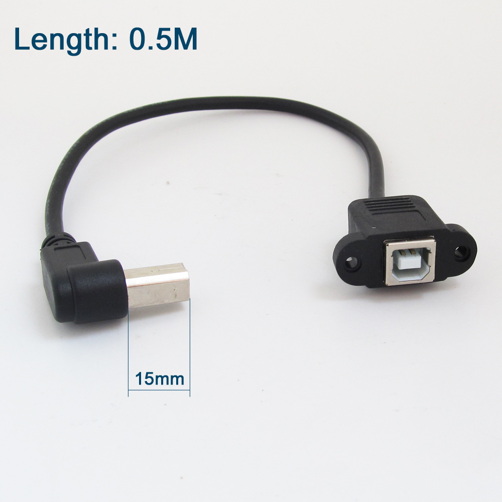 5pcs 50cm Printer Scanner Extension B Cable Right Angle Male to Female Screw