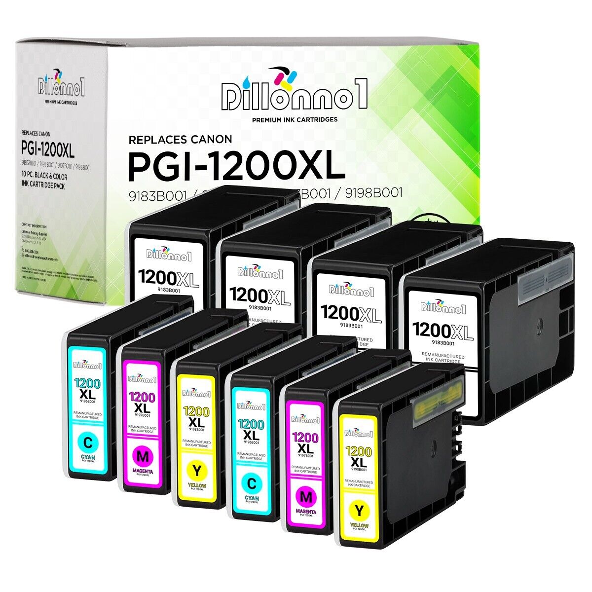 10pk PGI-1200XL PGI1200XL Ink Cartridges for Canon Maxify MB2020 MB2120 Printers
