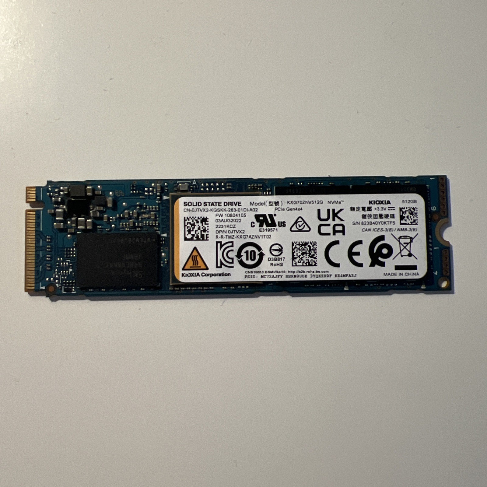 KIOXIA 512GB XG7 PCIe Gen4x4 NVMe M.2 2280 SSD Solid State Drive KXG70ZNV512G