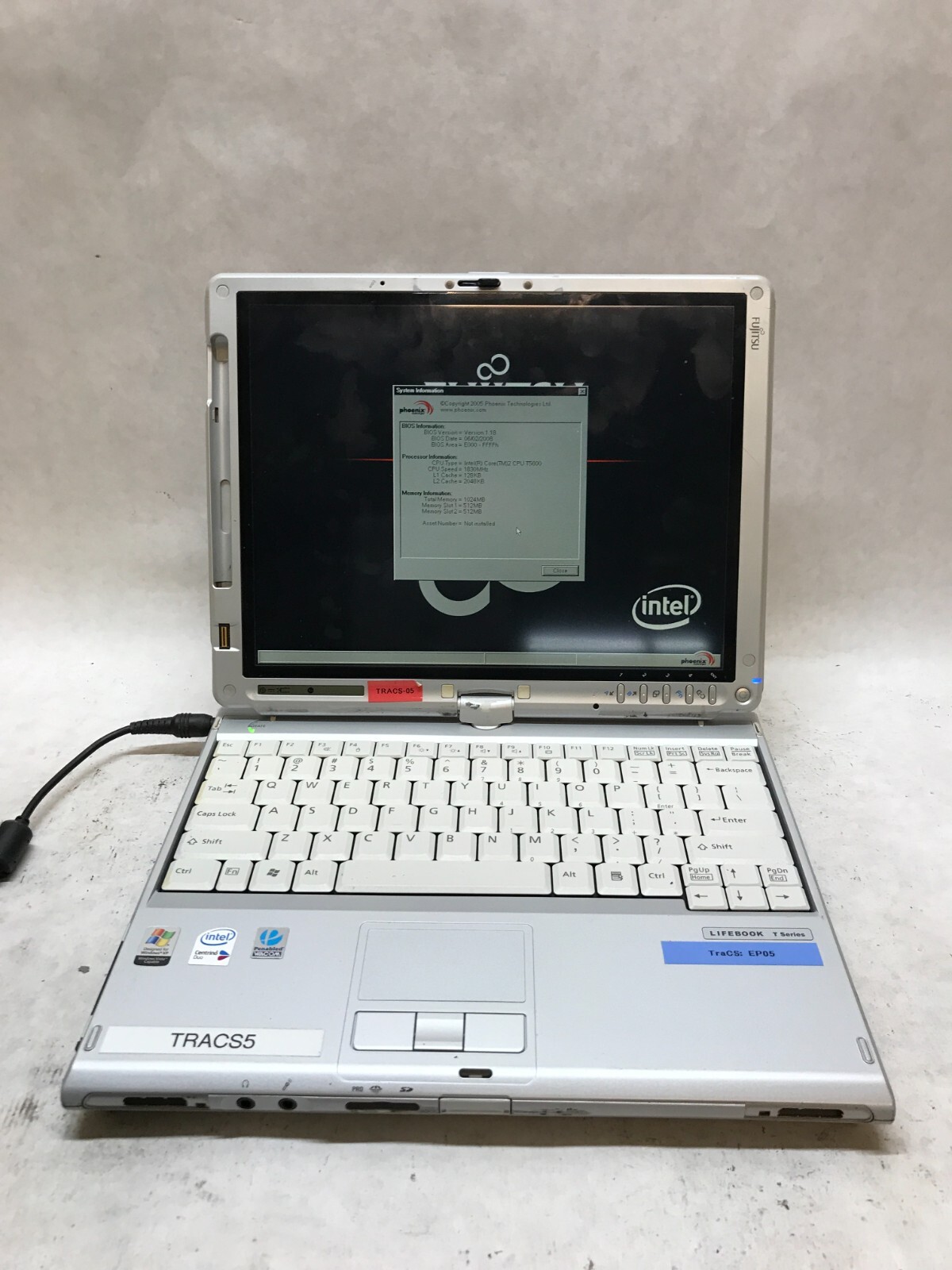 Fujitsu LifeBook T4215 12.1" Core 2 T5600 1.83GHz 1GB RAM NO HDD/OS AS IS -  -DW
