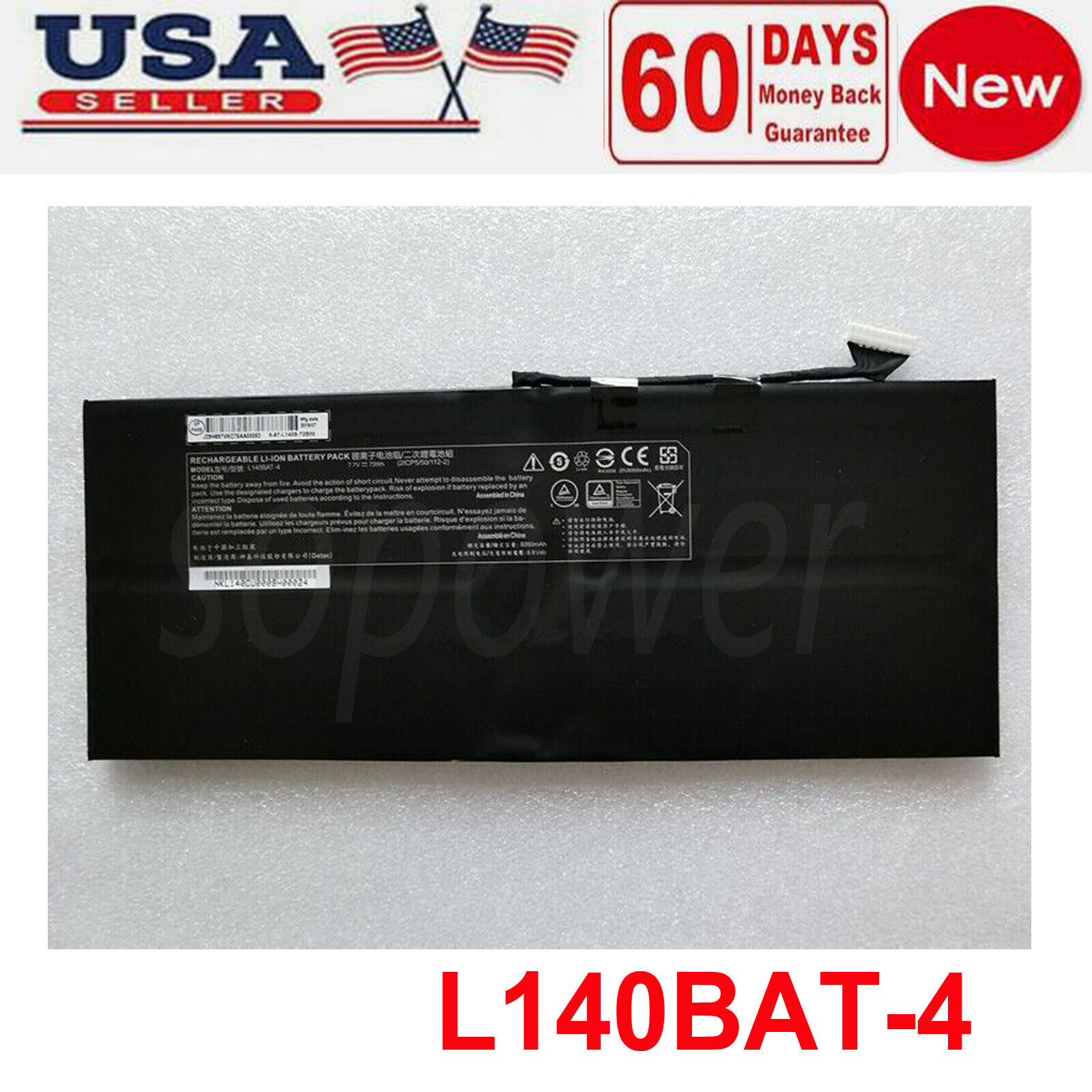 L140BAT-4 6-87-L140S-72B01 battery for Clevo Lemp9 System76 Pro 2021