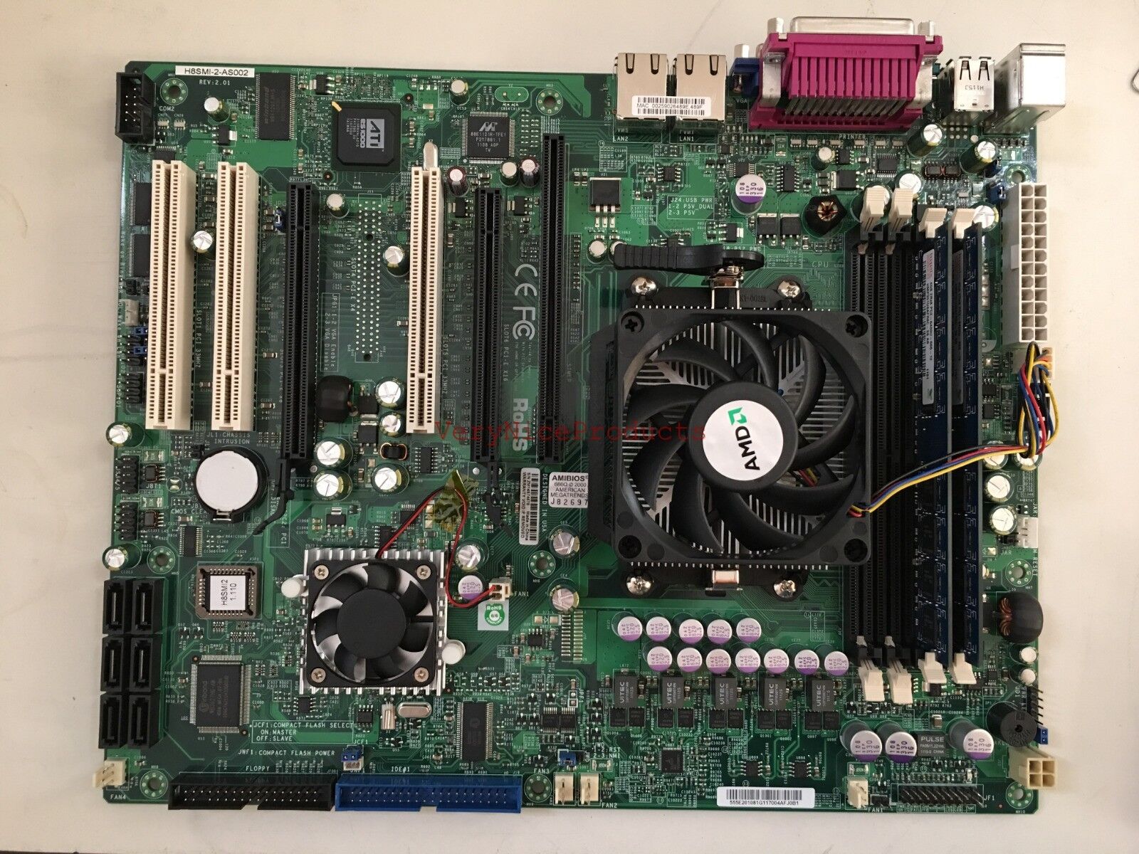 Supermicro H8SMI-2 Rev 2.01 ATX motherboard w/AMD Opteron 1385 2.7GHz 8GB DDR2