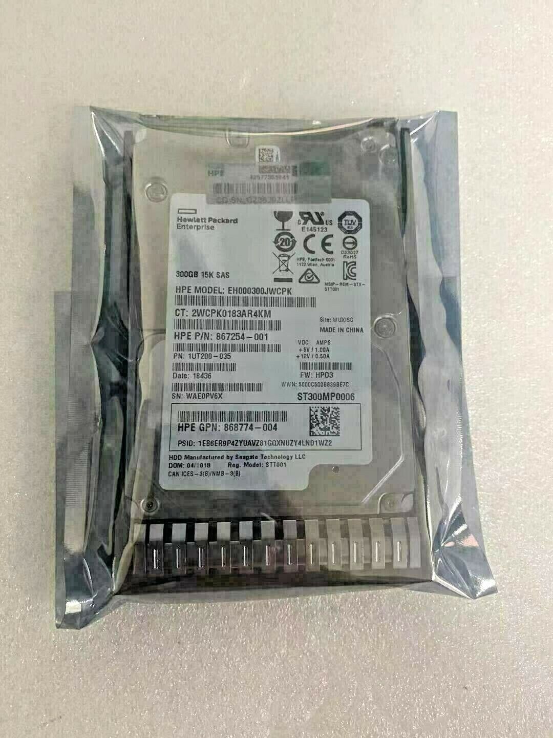 870792-001 870753-B21 HPE 300GB SAS 12G ENT 15K SFF (2.5in) SC DS HDD