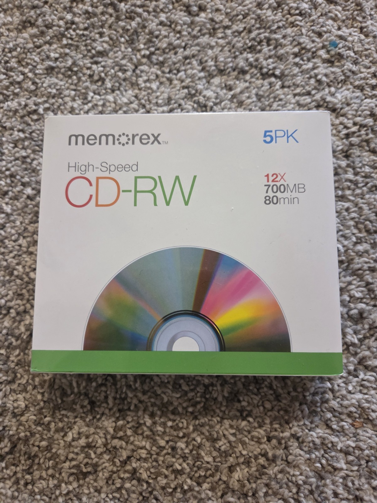 NEW SEALED MEMOREX HIGH SPEED CD-RW 5 PACK 12X 700MB 80 MIN REWRITABLE 