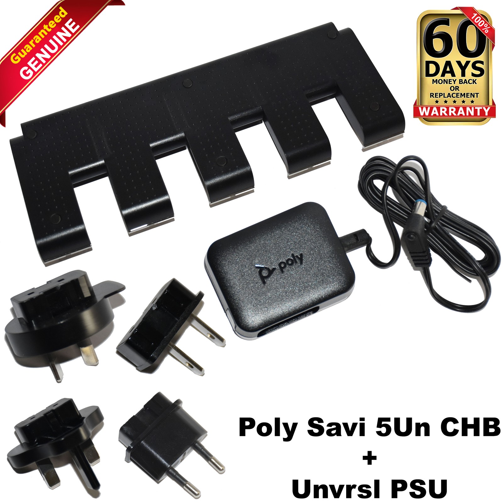 Poly Savi 8200 5-Bay Charge Base Rack + PSU Adapter 85R88AA 211044-01