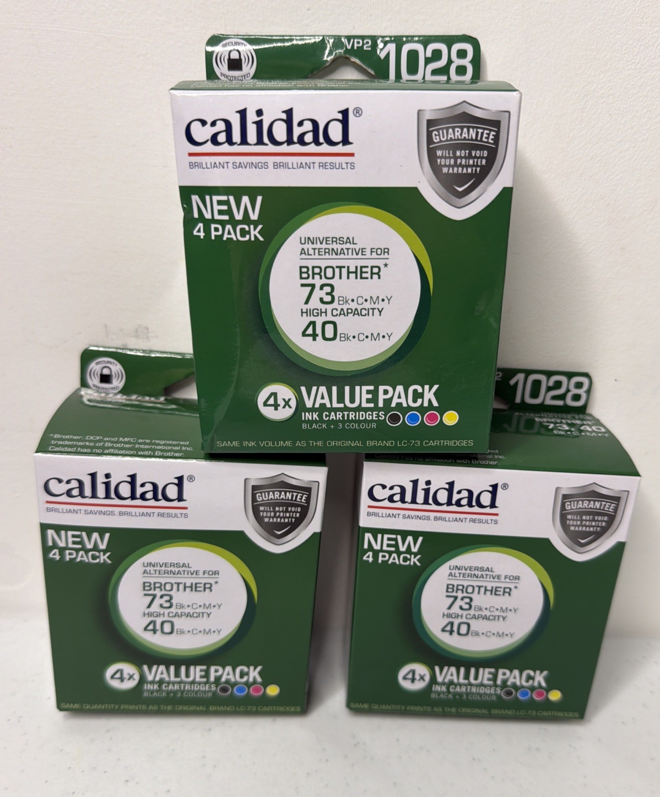 3 x Calidad VP2 1028 Universal Alternative For Brother 73/40 Ink Value 4 Pack