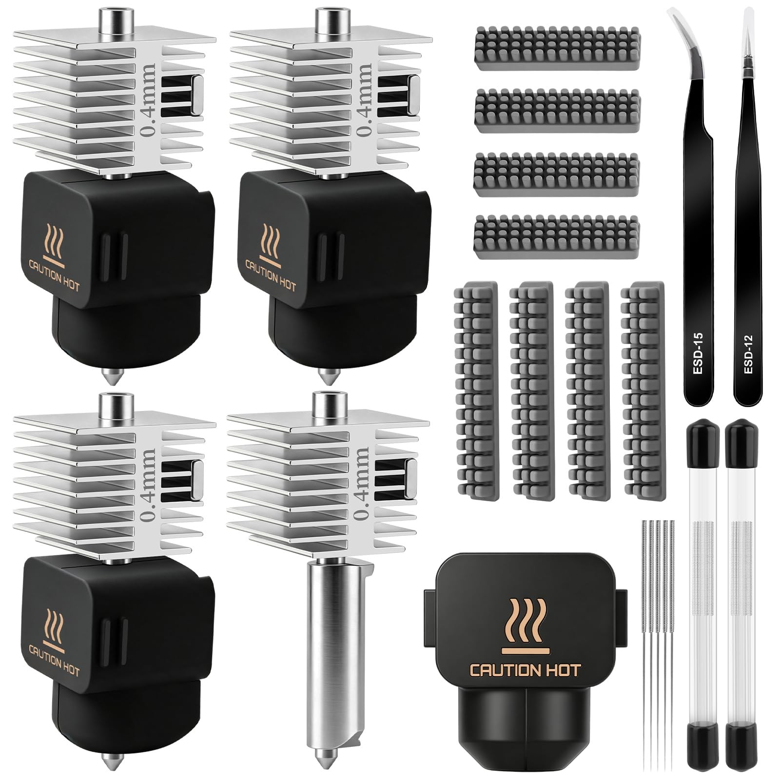 HIMOMO 4Pcs 0.4MM Stainless Steel Hotend Kit for Bambu Lab A1/A1 Mini