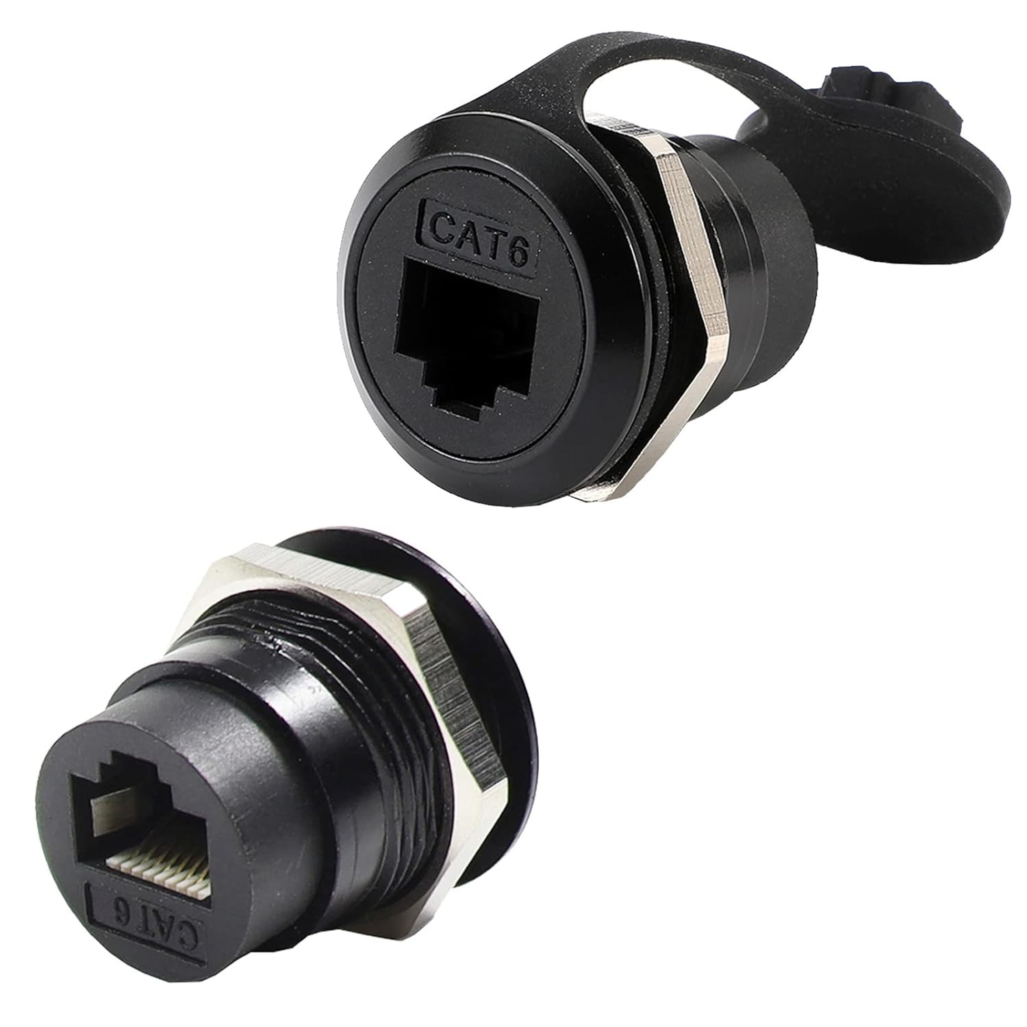 2Pack RJ45 Panel Mount Coupler, Ethernet LAN Pass through Connector, CAT6 Female