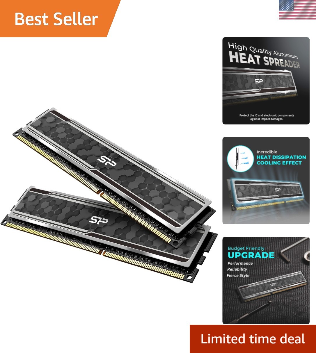Silicon Power Value Gaming RAM 32GB 2x16GB 3200MHz PC4 25600 288-pin CL16 1.3...
