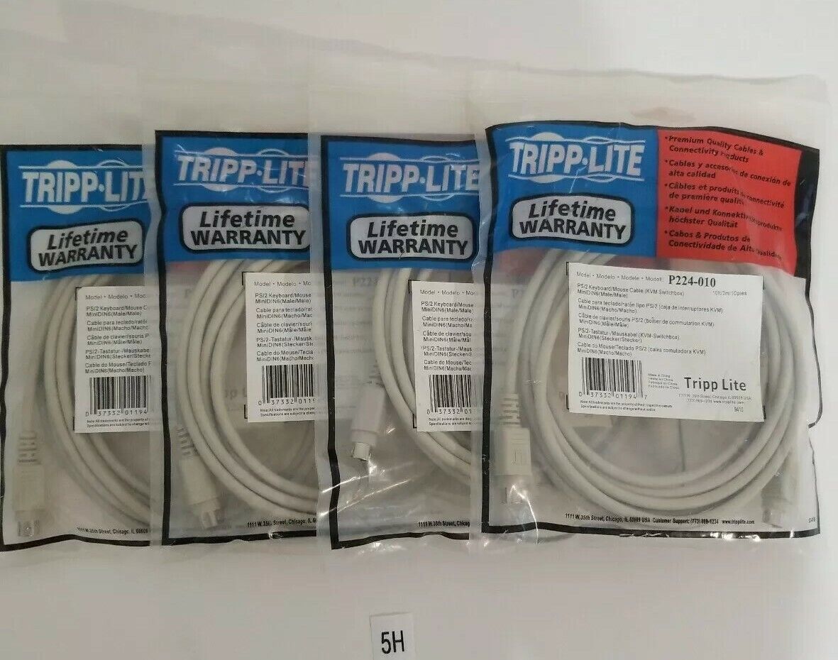 *NEW * LOT OF 4 Tripp Lite P224-010 PS/2 Keyboard or Mouse Extension Cable 