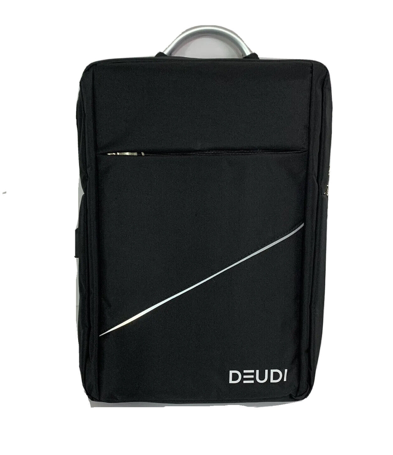 Black Slim Laptop Carry On Case Backpack w/ External USB Port & Charging Cable