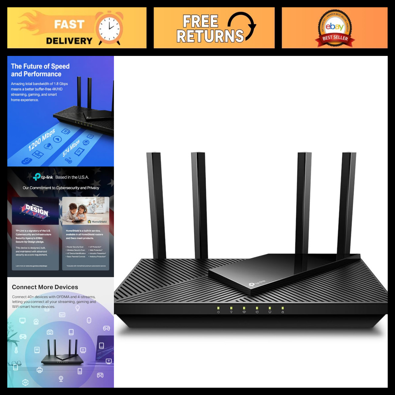 High-Speed AX1800 WiFi 6 Router, Dual-Band, Gigabit Ethernet, Smart Connect