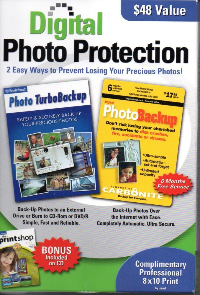 DIGITAL PHOTO PROTECTION (PHOTO BACKUP) VINTAGE SOFTWARE (95/98/XP) NEW SEALED