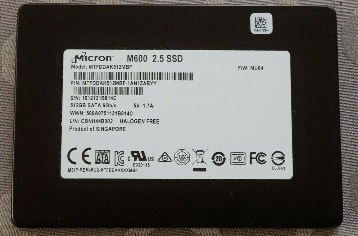 Micron MTFDDAK512MBF M600 512GB SATA 6Gbps SED SSD 2.5" Solid State Drive