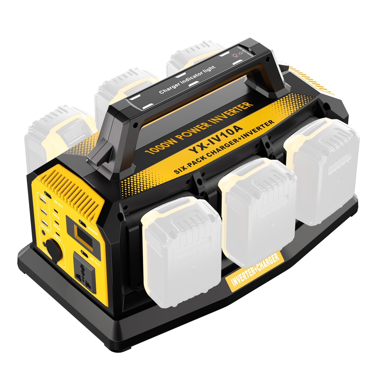 1200W Power Inverter for Dewalt 20V Battery,Compatible Battery Charger of 6 P...