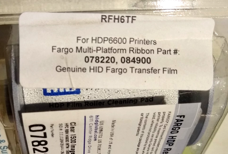 Fargo 84900 078220 HDP Clear Retransfer Film HDP6600 Printers - 1,500 Prints