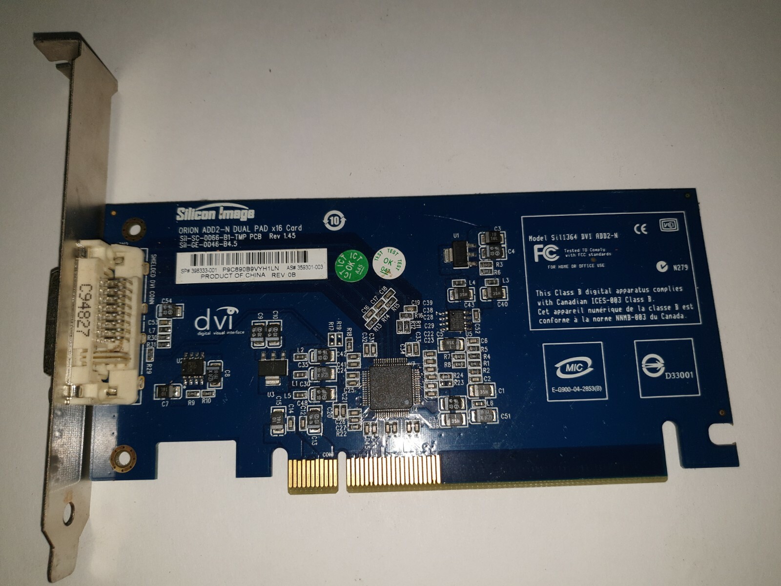 SILICON IMAGE ORION ADD2-N DUAL PAD X16 CARD SIL-SC-0066-B1-TMP PCB