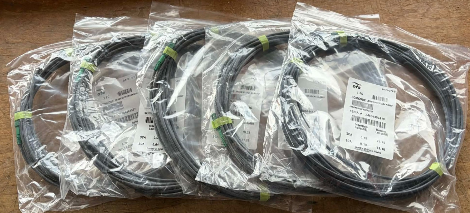 LOT OF 5 OFS SCA to SCA Cable 4.8mm 25 Ft. JR5DK001SCASCA025F