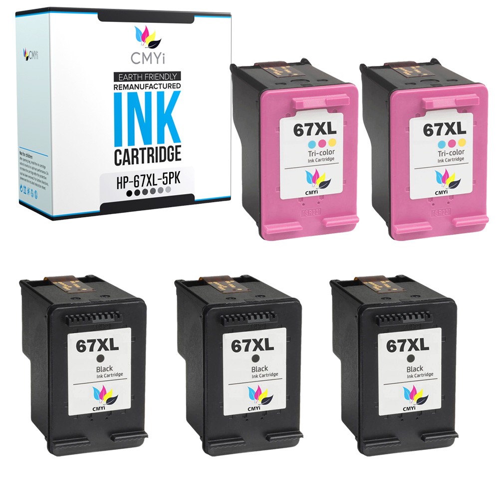 CMYi 5PK Compatible HP 67XL Printer Ink Cartridges for DeskJet 4132e 4133e 4152e