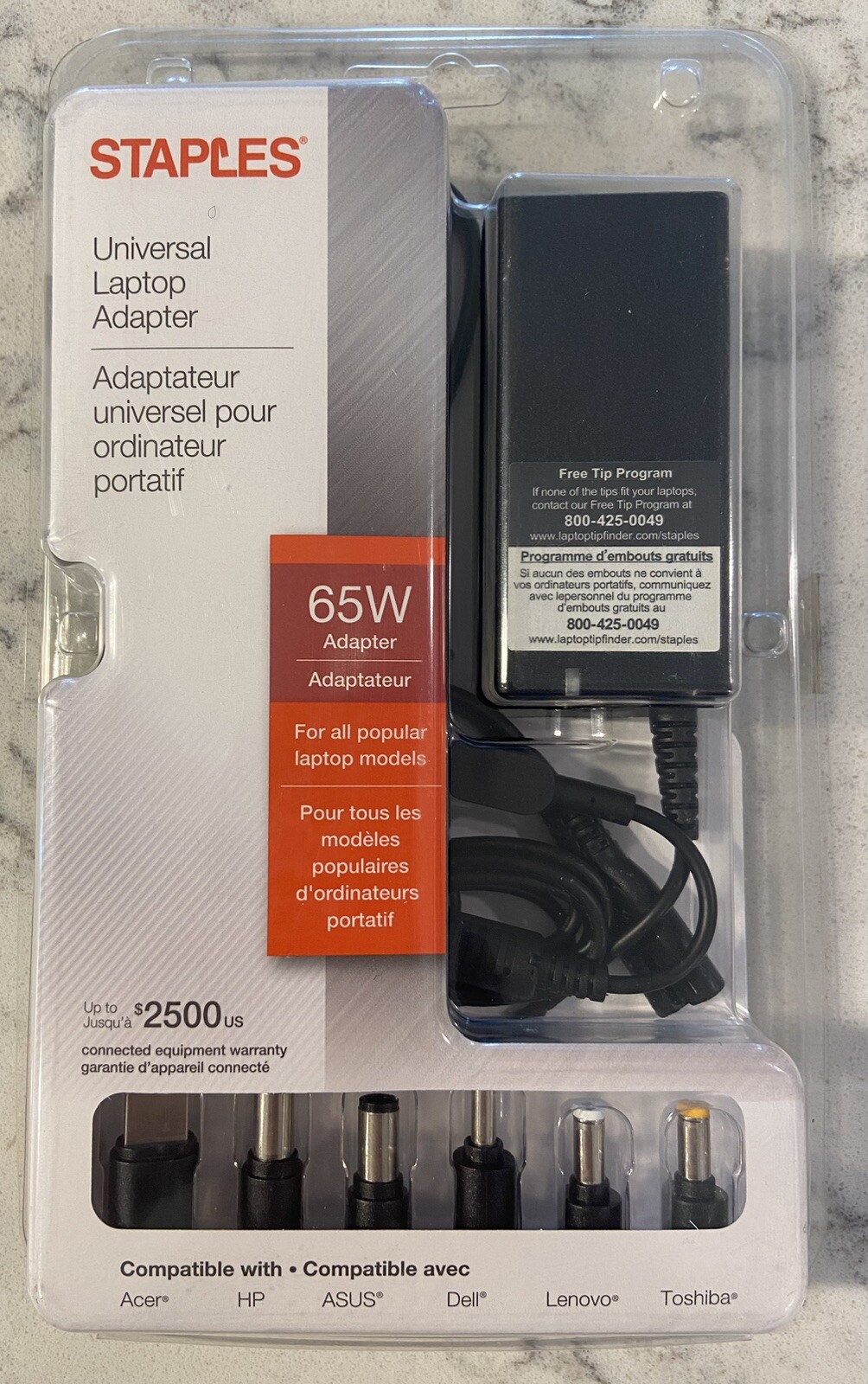 Staples Universal Laptop Adapter Kit 65W For All Popular Laptop Models NEW