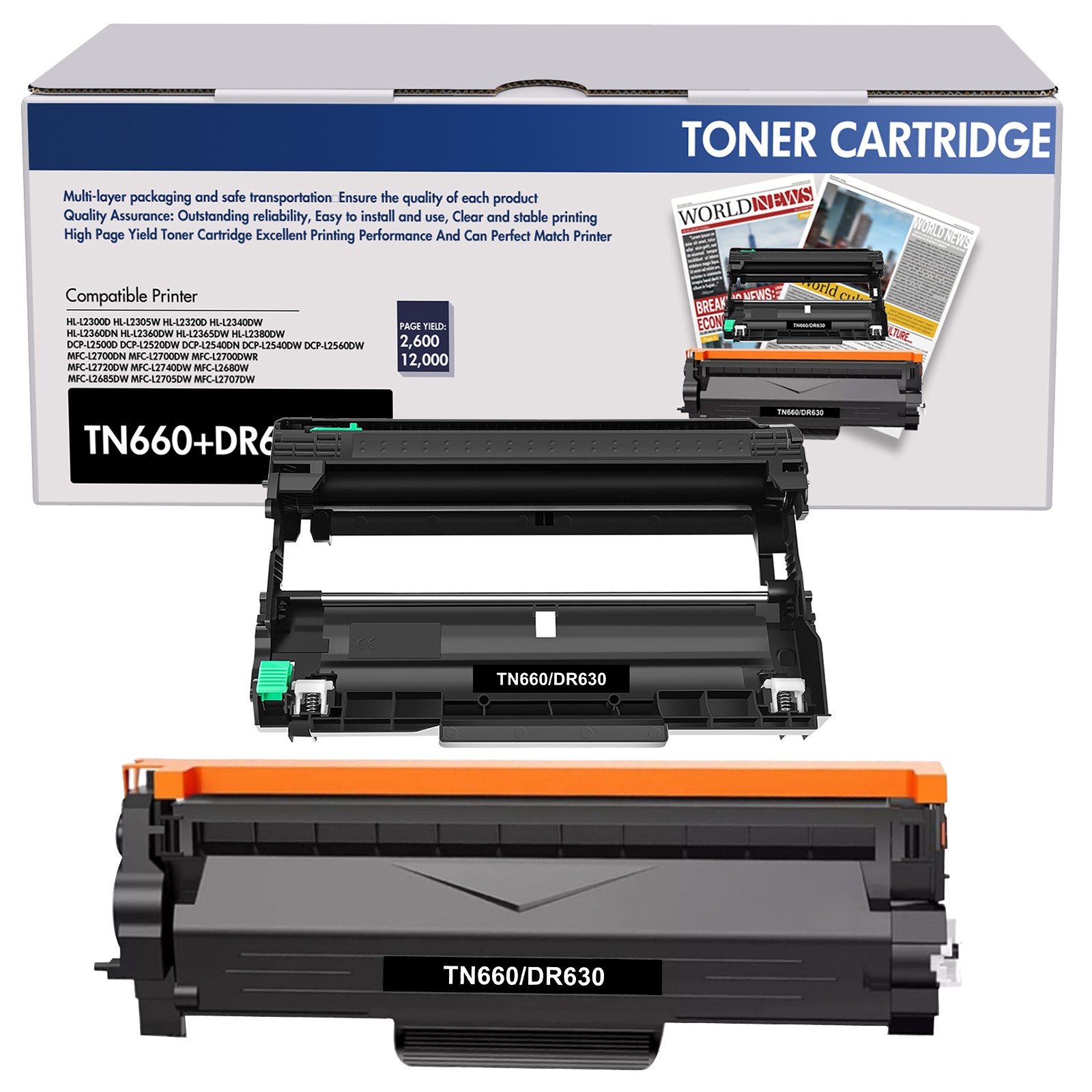 HY TN660 Toner Cartridge For Brother MFC-L2700DW HL-L2300D DCP-L2540DW TN630 LOT