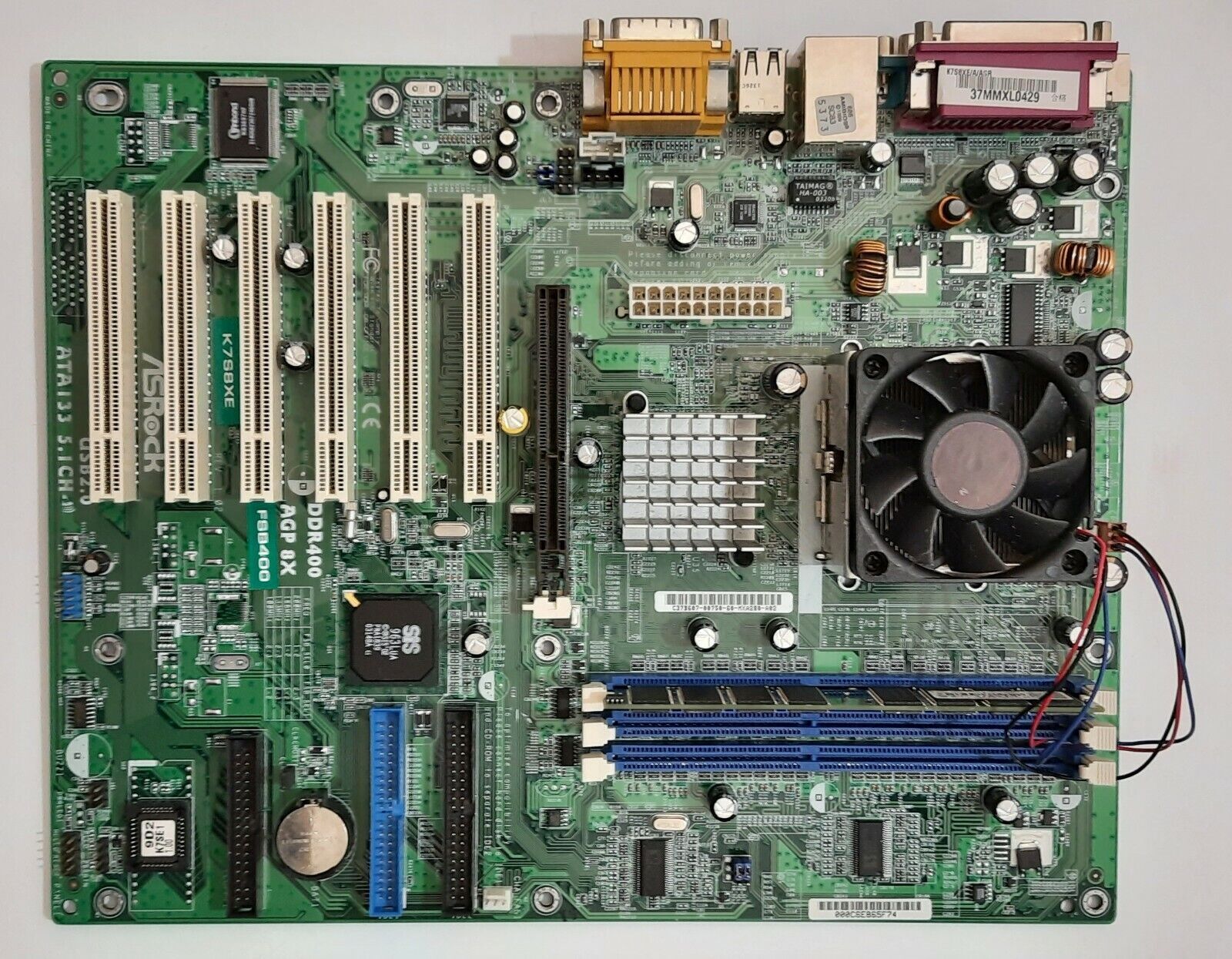 Asrock K7S8XE Socket A AGP Retro Motherboard + AMD Athlon XP 2600+ + 1GB DDR RAM
