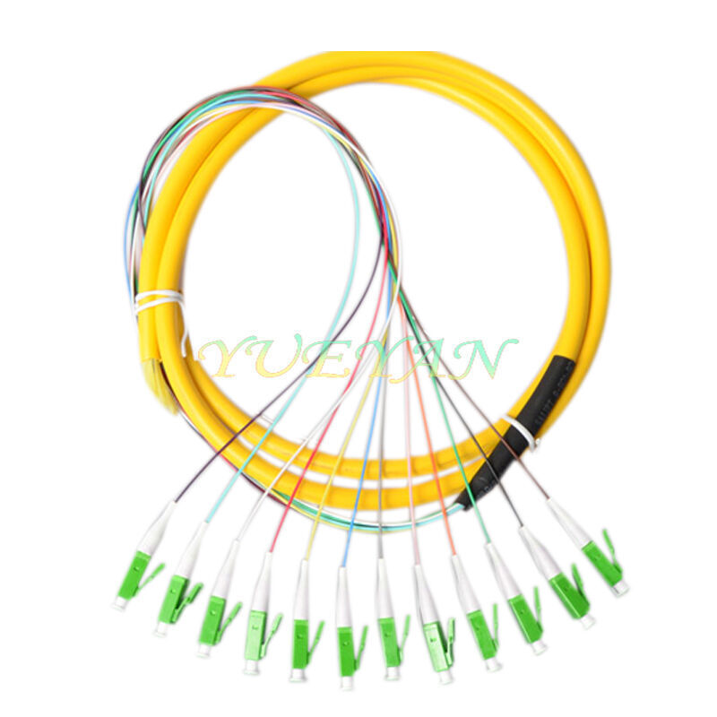 12 Strand Fiber Optic Cable Pigtails 1.5m LC/APC Single Mode 9/125 10pcs