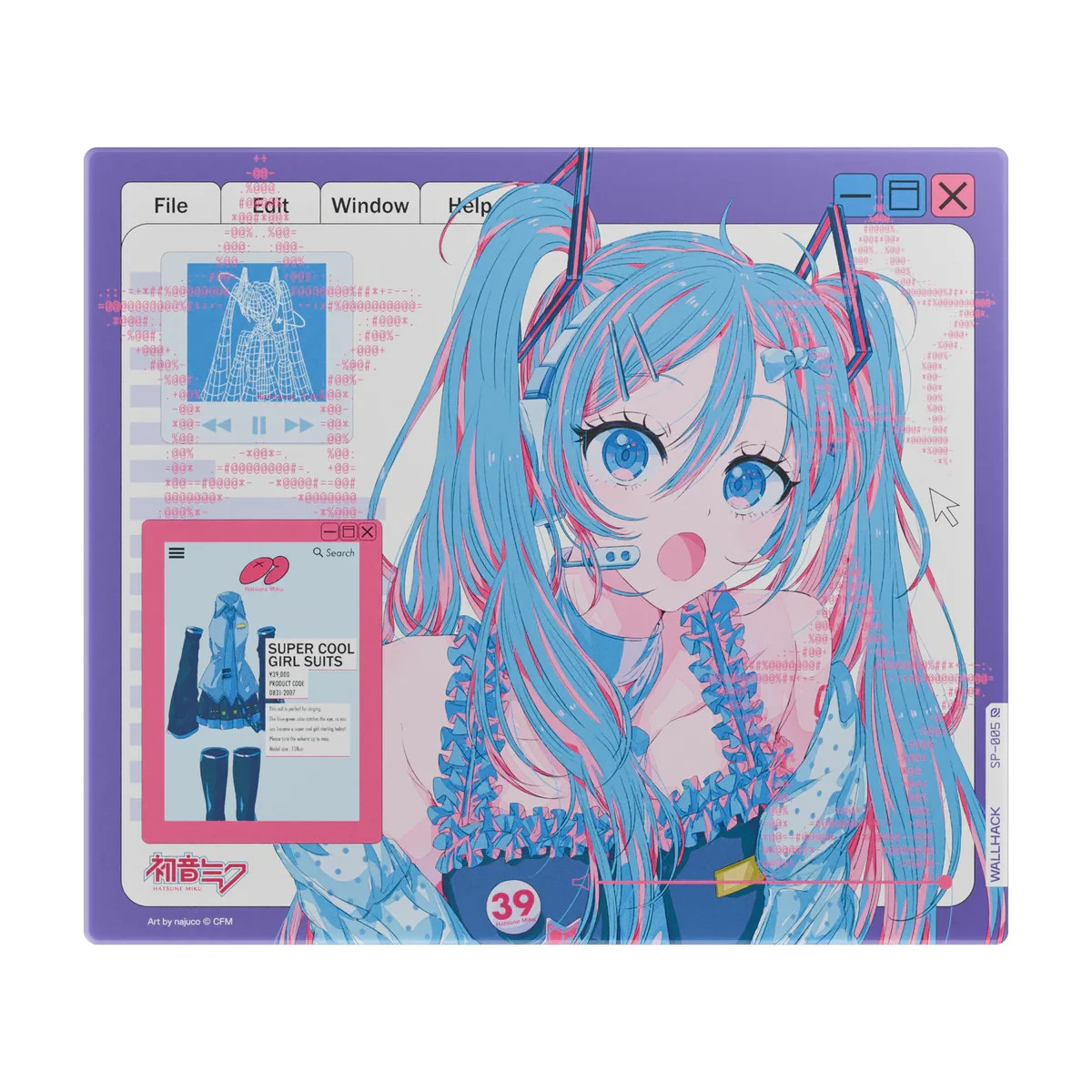 Wallhack SP-005 Miku OS Glass mousepad
