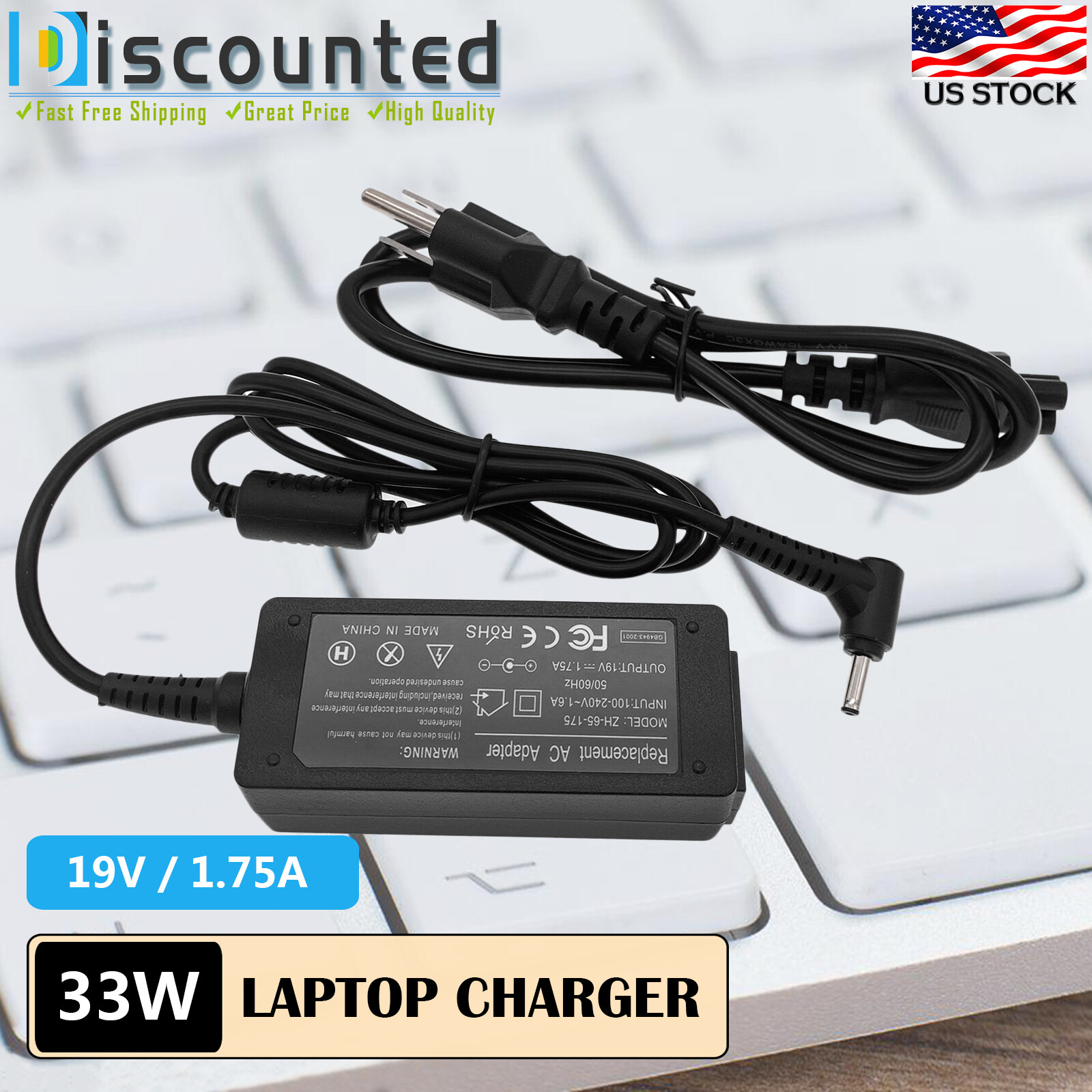33W AC DC Adapter Charger For ASUS L510 L510MA-WB04 Laptop Power Supply Cord PSU