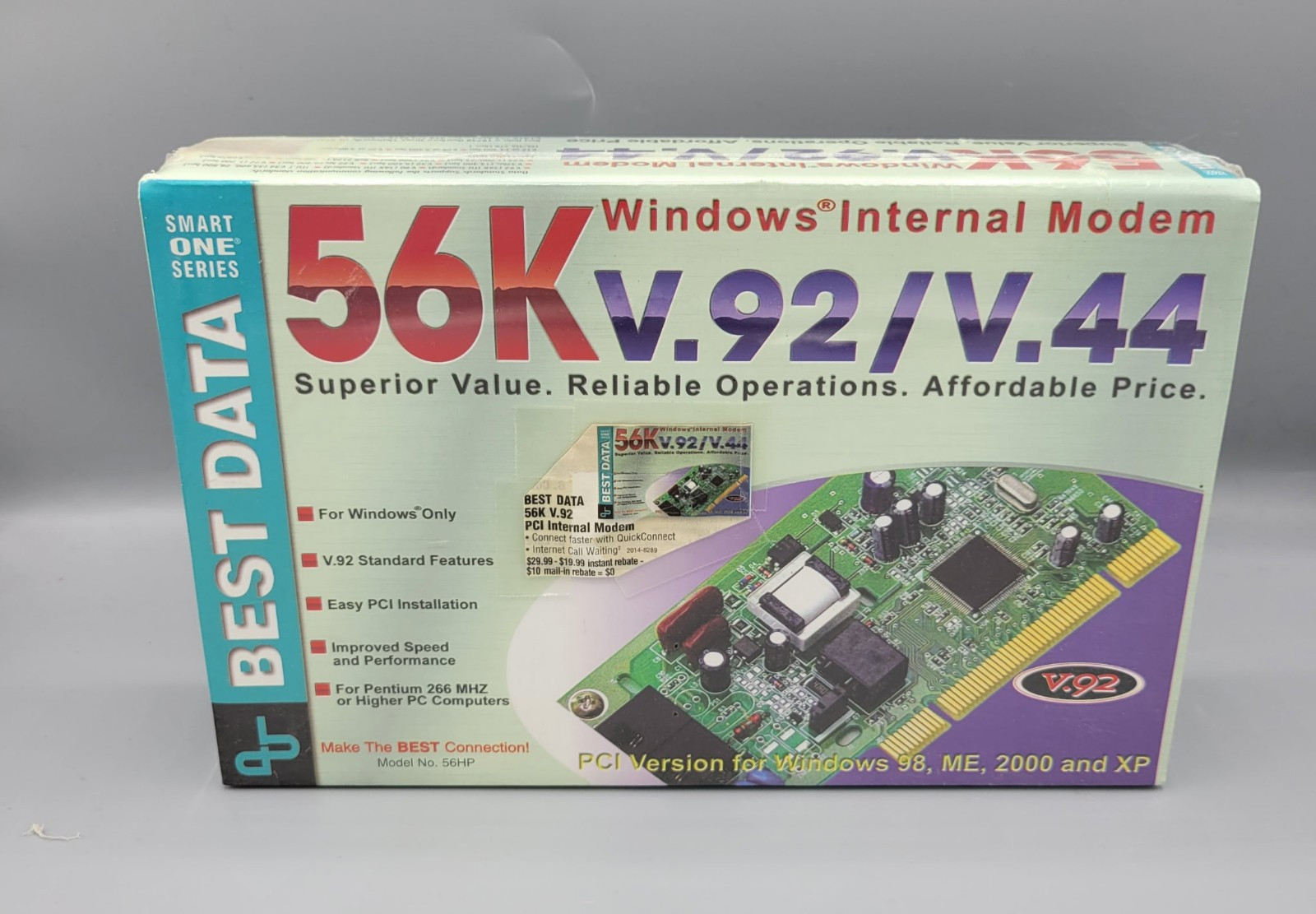 Best Data Windows Internal Modem (56HP)56K V.92/V.44, 98 XE 2000 XP, New SEALED 