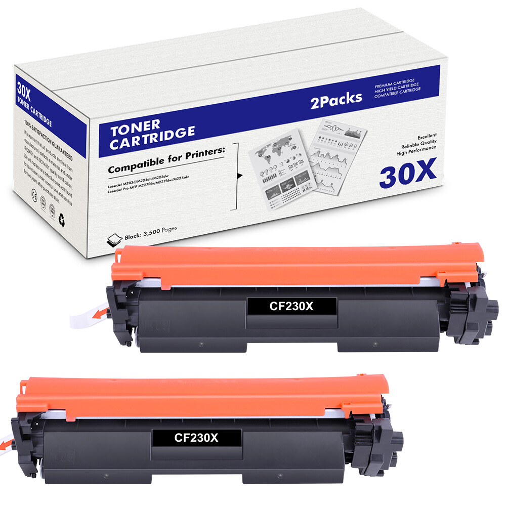 2 Pack CF230X Toner Cartridge For HP 30X LaserJet Pro MFP M203dn M203dw M227fdw
