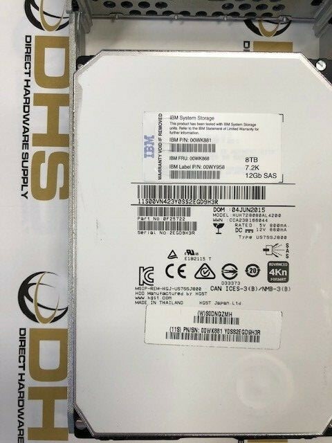 IBM 8TB 3.5inch 7.2K 12Gbps SAS HDD V5000 Gen1 - 00WK868 - 00WK881