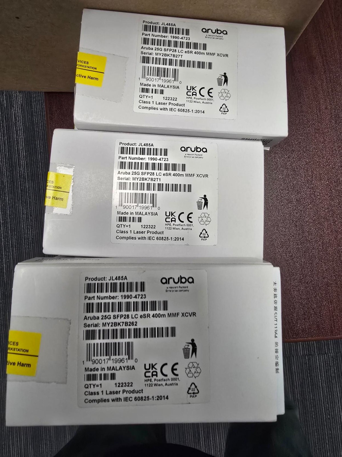 HPE Aruba JL485A Part Number: 1990-4723 25G SFP28 LC eSR 400m NIB SEALED