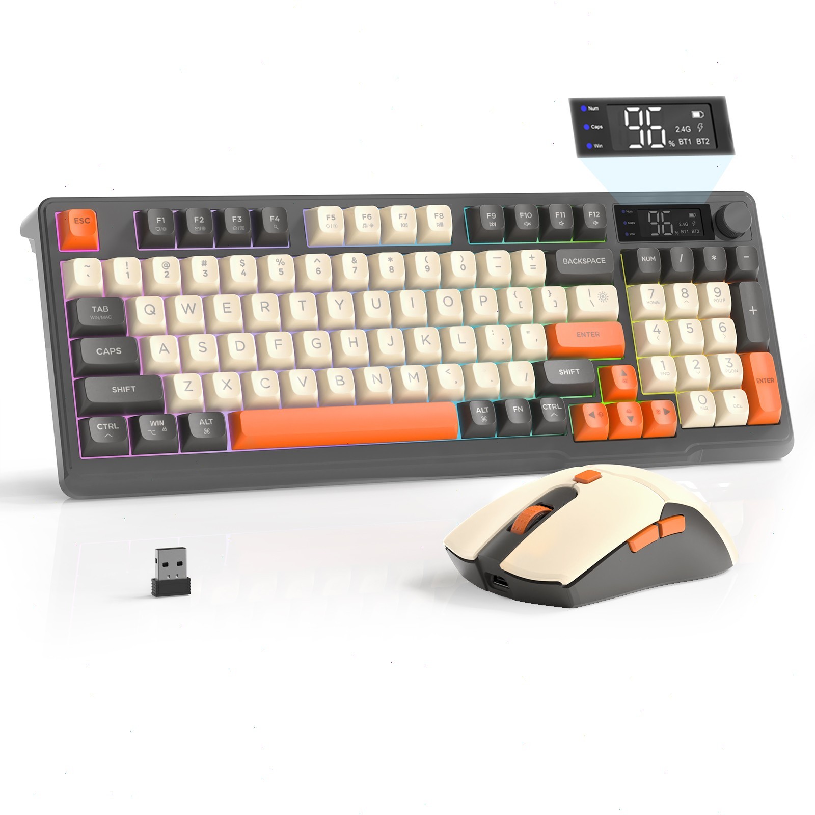 Wireless rechargeable gaming Combo set with keyboard and mouse, 2000mAh &4K DPI